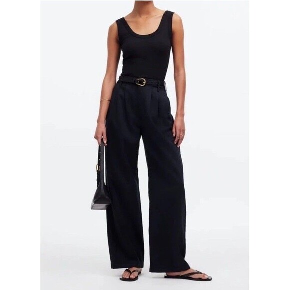 Madewell The Curvy Harlow Wide Leg Pant Drapey Twill Women's 12 Tall High Rise - Picture 1 of 7